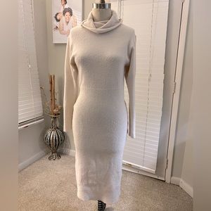 Cowl neck sweater dress